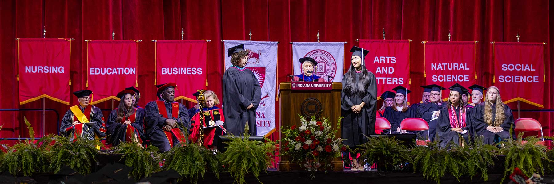 Faculty and staff on the platform for IU Southeast Commencement